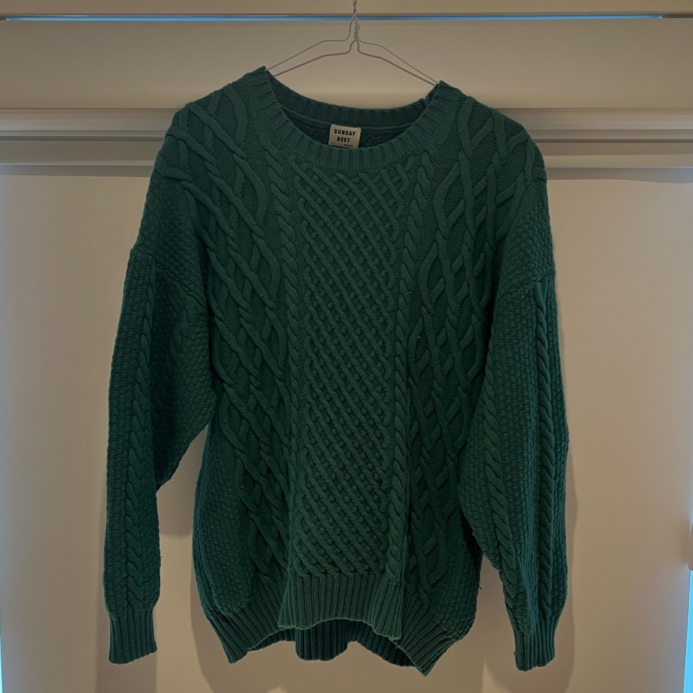Aritzia Green Cable Knit Sweater